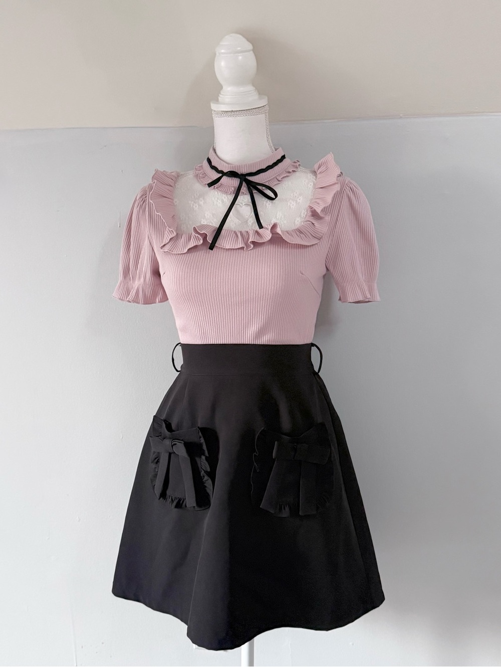 Ank Rouge Black A-Line Skirt Set